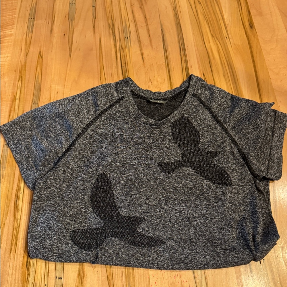 Heather Charcoal Bird Print Tee - Picture 2 of 5